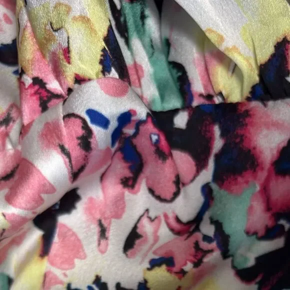 Aidan AIDAN MATTOX Floral Print Square Neck Satin Sleeveless Midi Dress Size 12